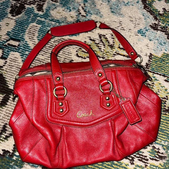 Coach | Bags | Coach Ashley Red Leather Satchel | Poshmark